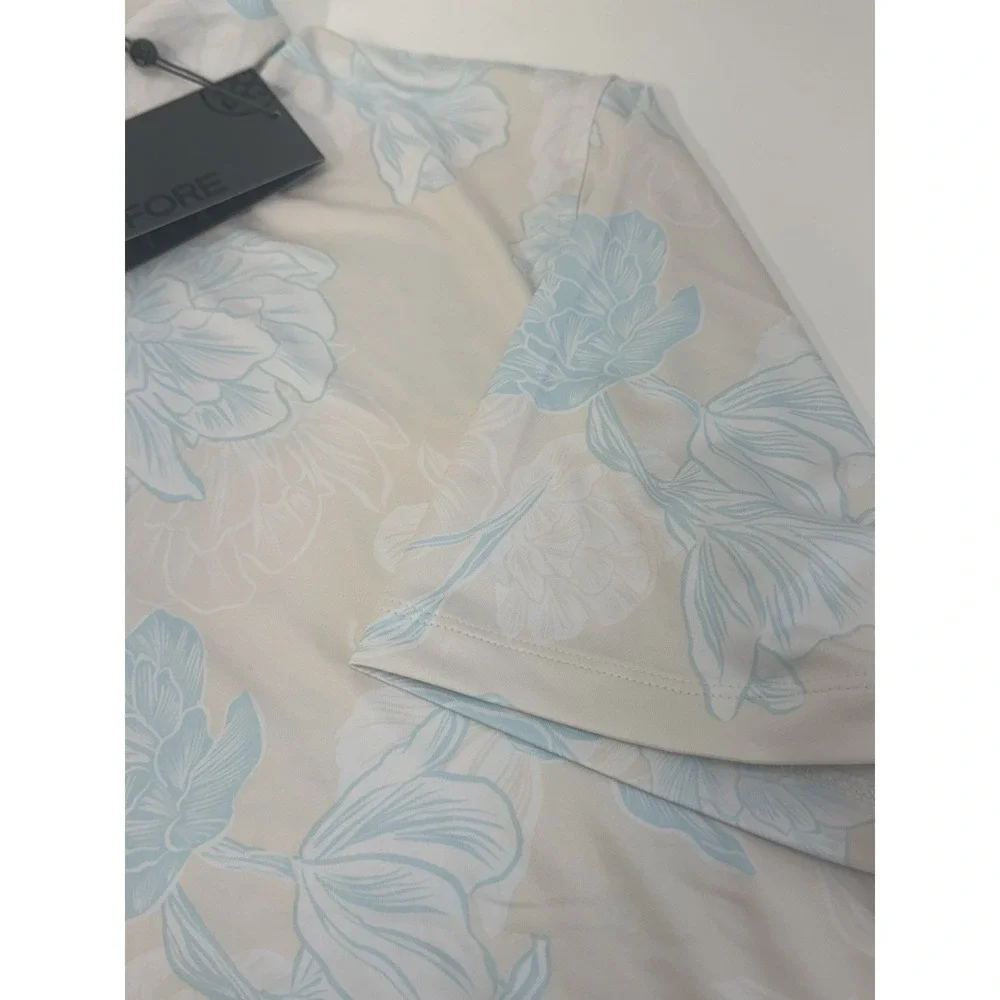 NWT G/Fore Stamped Floral Jersey Golf Polo Shirt Beige/ Stone Size XXL $120 - Picture 5 of 12